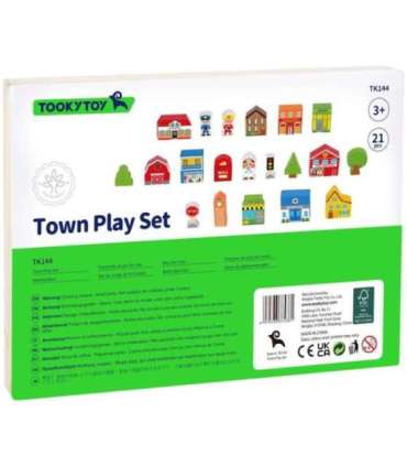 TOOKY TOY puidust linna hoonete ja figuuride komplekt