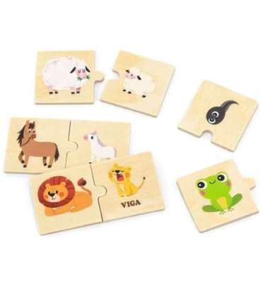 VIGA puidust puslekomplekt - väikesed ja suured loomad