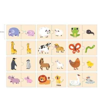 VIGA puidust puslekomplekt - väikesed ja suured loomad