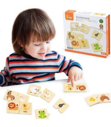 VIGA puidust puslekomplekt - väikesed ja suured loomad