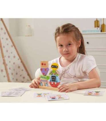 VIGA Пирамидка-пазл — Роботы + узоры, 8 шт.