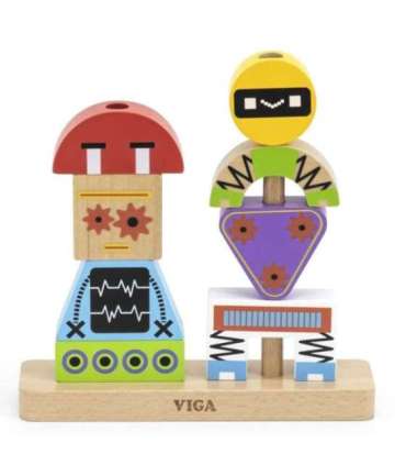 VIGA Пирамидка-пазл — Роботы + узоры, 8 шт.