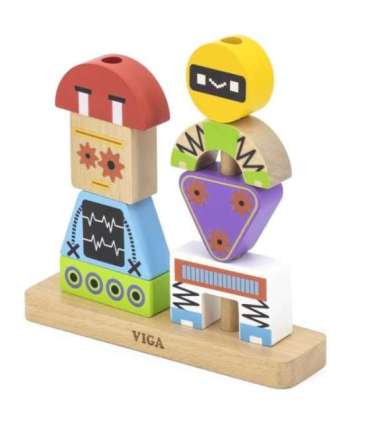 VIGA Пирамидка-пазл — Роботы + узоры, 8 шт.