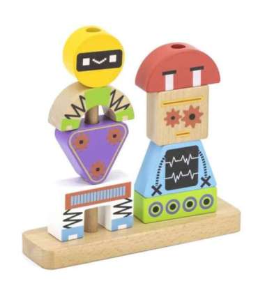 VIGA Пирамидка-пазл — Роботы + узоры, 8 шт.