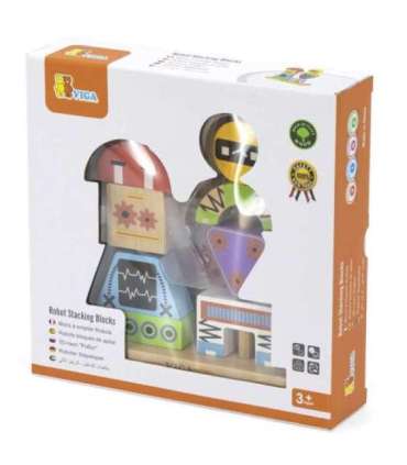 VIGA Пирамидка-пазл — Роботы + узоры, 8 шт.