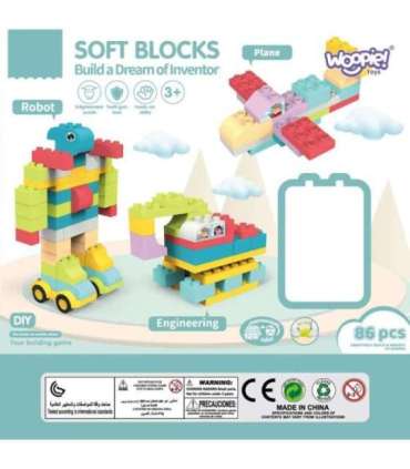 WOOPIE Suured harivad ehitusklotsid lastele, 86 tk - steriliseeritav 120°C juures