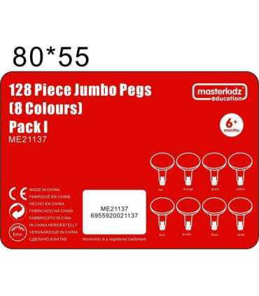 MASTERKIDZ Цветные большие колышки для STEM-доски, 128 шт. - 8 цветов