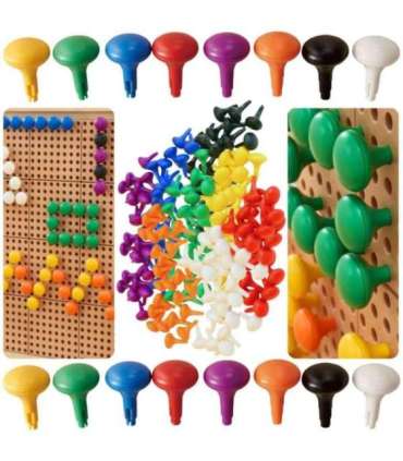 MASTERKIDZ Цветные большие колышки для STEM-доски, 128 шт. - 8 цветов