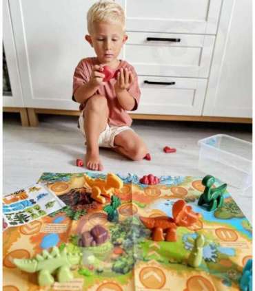 WOOPIE 2-ühes ehituskomplekt ja lauamäng — dinosaurused + kuubik, 46 osa