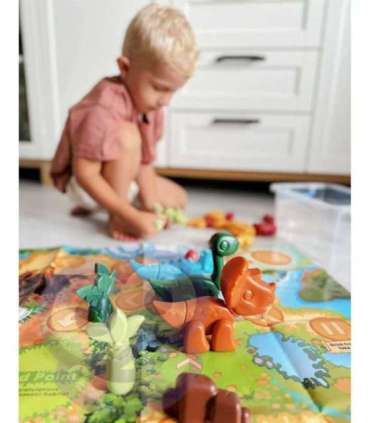 WOOPIE 2-ühes ehituskomplekt ja lauamäng — dinosaurused + kuubik, 46 osa