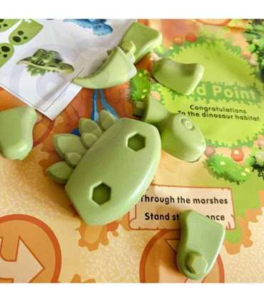 WOOPIE 2-ühes ehituskomplekt ja lauamäng — dinosaurused + kuubik, 46 osa