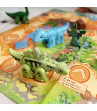 WOOPIE 2-ühes ehituskomplekt ja lauamäng — dinosaurused + kuubik, 46 osa