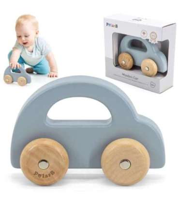 VIGA PolarB деревянная каталка для толкания, синяя