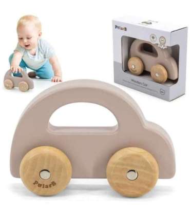 VIGA PolarB деревянная машинка для толкания — коричневая