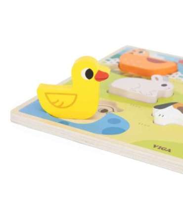 VIGA puidust Montessori 2-ühes pusle taluloomade figuuridega