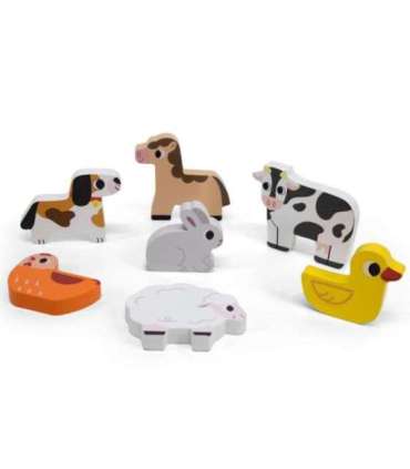 VIGA Деревянный Монтессори пазл 2 в 1 с фигурками фермы