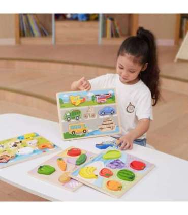 VIGA puidust Montessori pusle 2-ühes — puuviljafiguurid