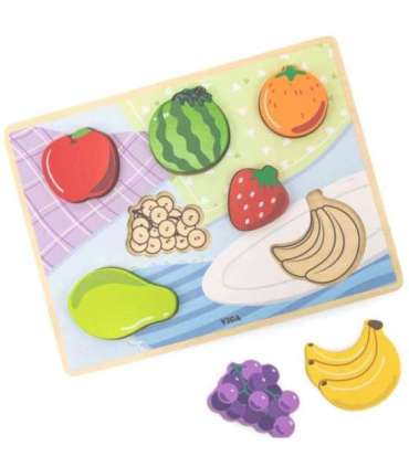 VIGA puidust Montessori pusle 2-ühes — puuviljafiguurid