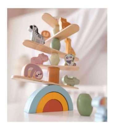 WOOPIE GREEN tasakaalustavad puidust loomad — virnastamispusle, FSC-sertifitseeritud