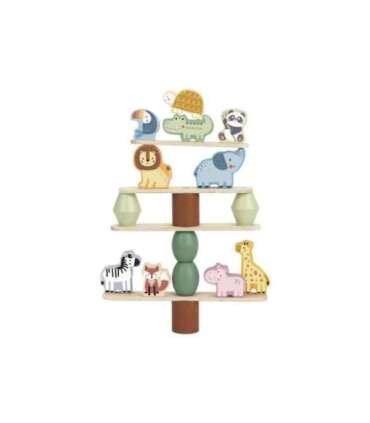 WOOPIE GREEN tasakaalustavad puidust loomad — virnastamispusle, FSC-sertifitseeritud