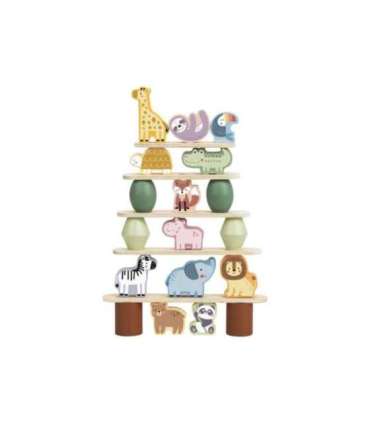 WOOPIE GREEN tasakaalustavad puidust loomad — virnastamispusle, FSC-sertifitseeritud