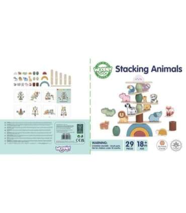 WOOPIE GREEN tasakaalustavad puidust loomad — virnastamispusle, FSC-sertifitseeritud