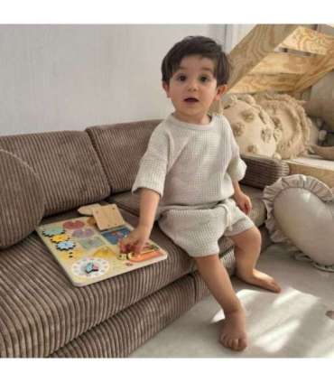 TOOKY TOY развивающая доска - замки, зубчатые колёса, сортер, часы