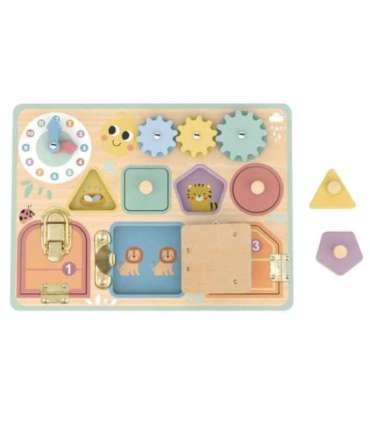 TOOKY TOY tegevustahvel - lukud, hammasrattad, sorteerija, kell