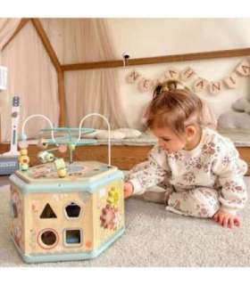 TOOKY TOY interaktiivne puidust Montessori kuusnurkne avanev karp