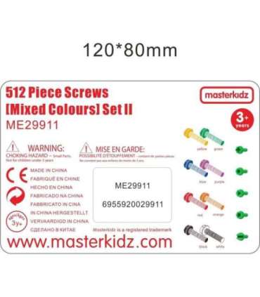 MASTERKIDZ värvilised kruvid, 5 kujuga loovtahvlile (STEM), 512 tk, värvide valik