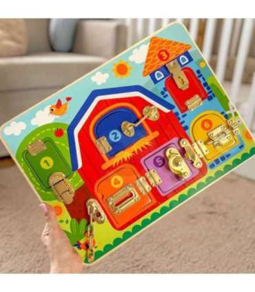 TOOKY TOY Развивающая доска Замки Картинки Ферма