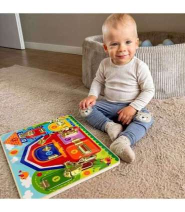 TOOKY TOY Развивающая доска Замки Картинки Ферма