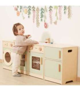 VIGA PolarB puidust köögikomplekt XL: pesumasin, pliit, nõudepesumasin - roheline