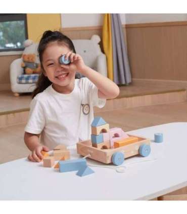 VIGA PolarB puidust tõmbevanker + 21-osaline klotsikomplekt