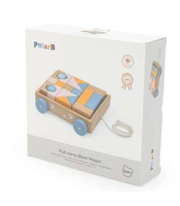 VIGA PolarB puidust tõmbevanker + 21-osaline klotsikomplekt