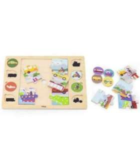 VIGA Деревянные пазлы 'Угадай по тени' - Средства транспорта, 17 элементов