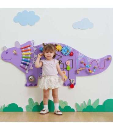 VIGA puidust sensoorne-manipulatiivne õppeplaat Triceratops