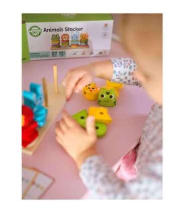 WOOPIE GREEN Montessori loomade virnastatav püramiid-pusle, 27 osa, FSC