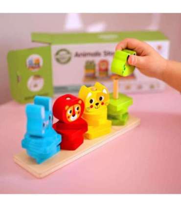 WOOPIE GREEN Montessori loomade virnastatav püramiid-pusle, 27 osa, FSC