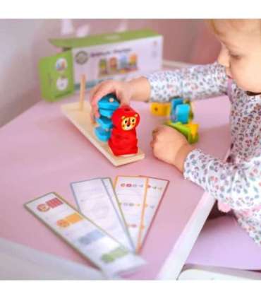 WOOPIE GREEN Montessori loomade virnastatav püramiid-pusle, 27 osa, FSC