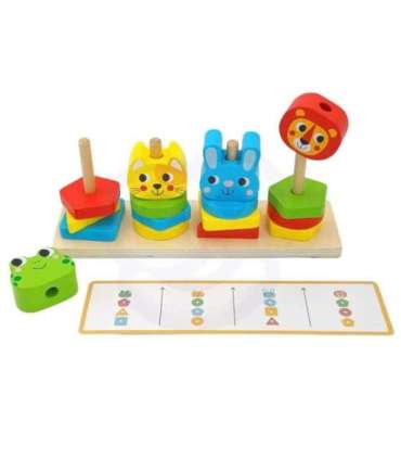 WOOPIE GREEN Montessori loomade virnastatav püramiid-pusle, 27 osa, FSC