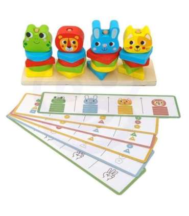 WOOPIE GREEN Montessori loomade virnastatav püramiid-pusle, 27 osa, FSC