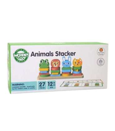 WOOPIE GREEN Montessori loomade virnastatav püramiid-pusle, 27 osa, FSC