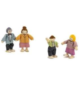 VIGA набор деревянных кукол с тканевой одеждой, 4 шт.