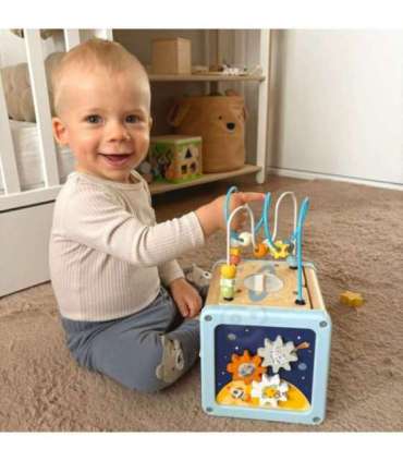 TOOKY TOY puidust tegevuskuup — kosmose sorteerija ja labürint