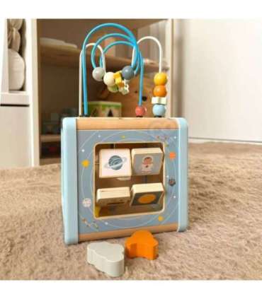 TOOKY TOY puidust tegevuskuup — kosmose sorteerija ja labürint