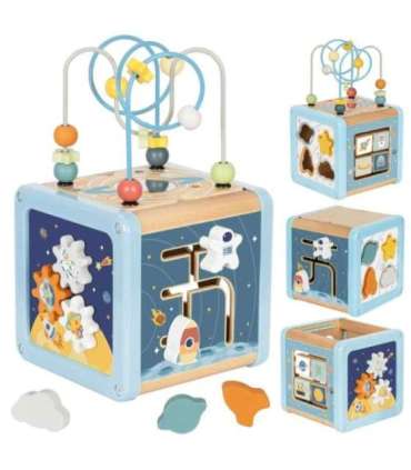 TOOKY TOY puidust tegevuskuup — kosmose sorteerija ja labürint