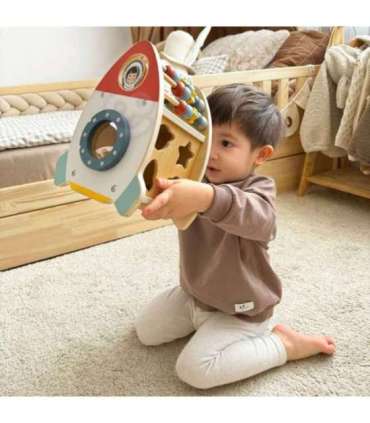 TOOKY TOY puidust kosmiline rakett-mänguasi — sorteerija ja labürint