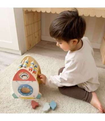 TOOKY TOY puidust kosmiline rakett-mänguasi — sorteerija ja labürint