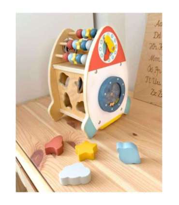 TOOKY TOY puidust kosmiline rakett-mänguasi — sorteerija ja labürint